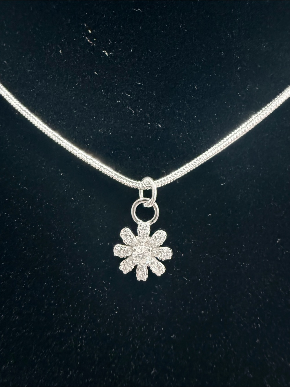 0.60 Carat Moissanite Flower Pendant Necklace in 925 Sterling Silver